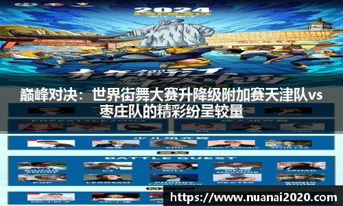 巅峰对决：世界街舞大赛升降级附加赛天津队vs枣庄队的精彩纷呈较量